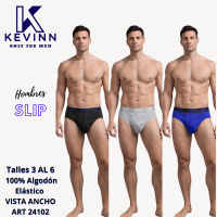 KEVINN SLIP HOMBRE LISO CON ELASTICO VISTA TALLES 3 + 4 ALGODON